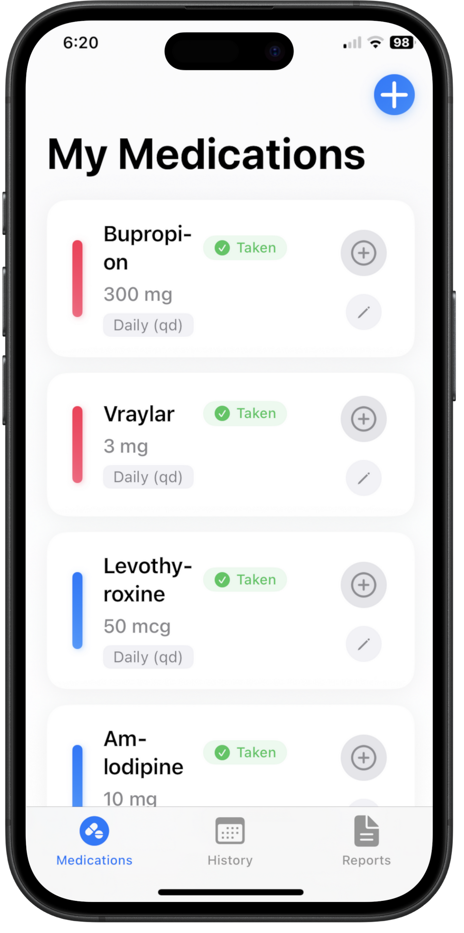 Screenshot of OncoTrack’s daily symptom log interface with toggles and sliders
